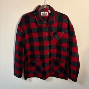 Vintage Ride Snowboarding Buffalo Plaid Fleece Jacket Button Up Small